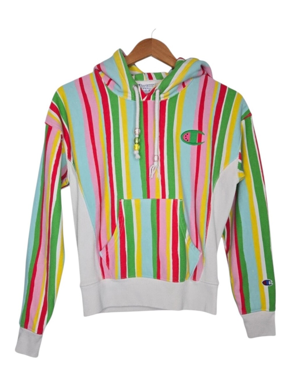 Champion X Susan Alexandra Womens Striped Reverse Weave Watermelon Hoodie XS